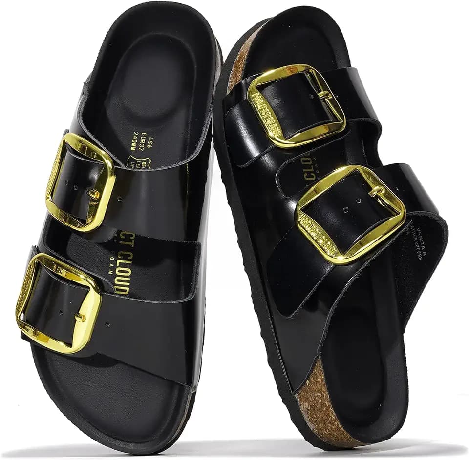 100% Genuine Leather Cork Footbed Sandals Women Slides Sandals for Women
