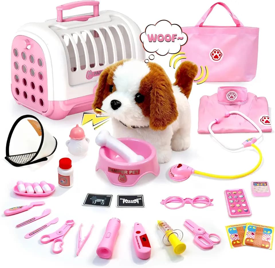 UBeesize Doctor Kit for Toddlers 3-5 with Interactive Plush Dog