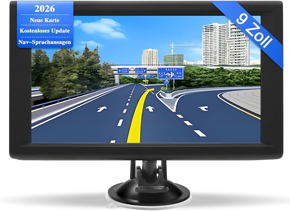 Navigationsgeräte für Auto,9 Zoll,LKW navigationsgeräte-GPS mit Echtzeit-Verkehrsinformationen,mit HD-Display und Sprachsteuerung,europäische Karten,geeignet für PKWs,Wohnmobile und LKWs
