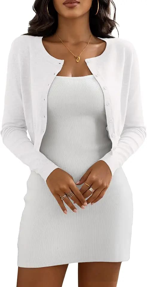 Cropped Cardigan Sweaters for Women Crew Neck Knit Bolero Shrugs
