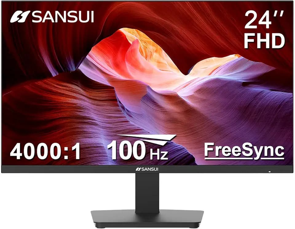 SANSUI Monitor 24 Inch 100Hz PC Computer Monitor, FHD for Home Office