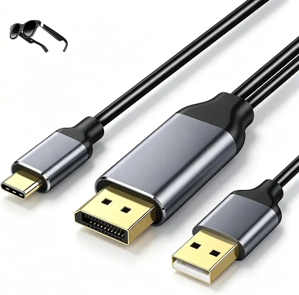DisplayPort to USB-C Cable with Power 4K@60Hz 6FT for PC to AR Glasses