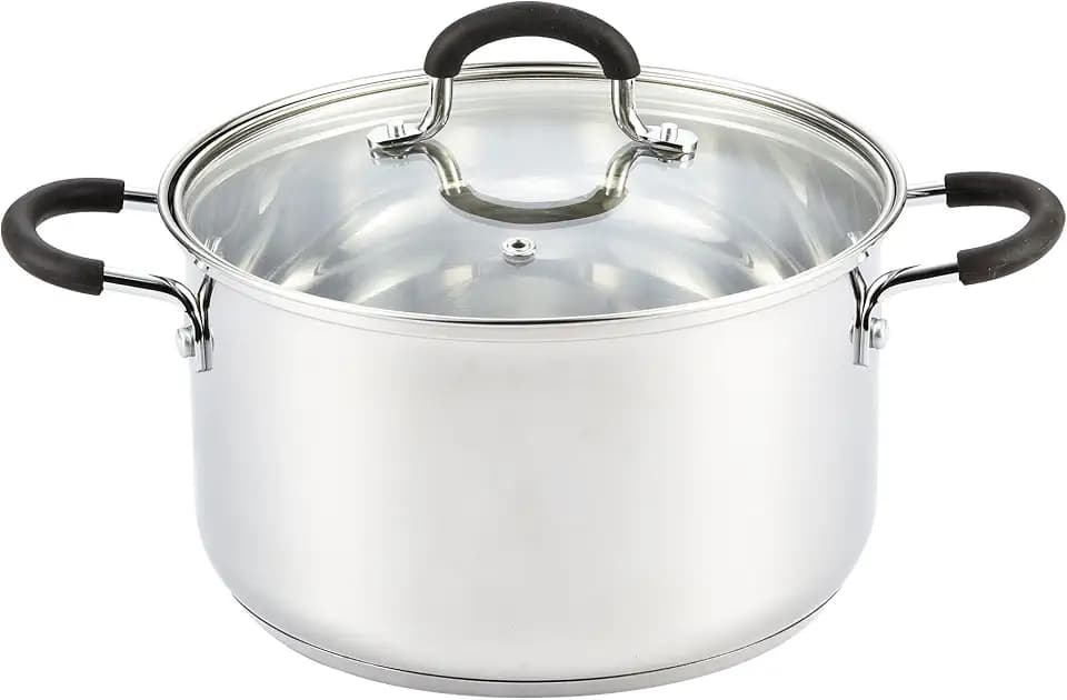 Cook N Home Professional 5 Quart Stainless Steel Stock Pot with Lid, Soup Pot with Stay-Cool Handles, Stockpot for Pasta, Spaghetti, Compatible with Most Stovetops, Dishwasher Safe