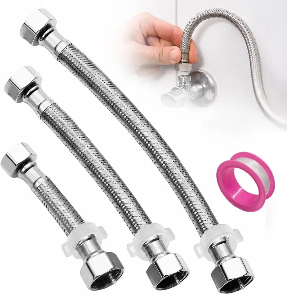 3 Stück G1/2 Flexschlauch 10cm/20cm/30cm,Überwurf