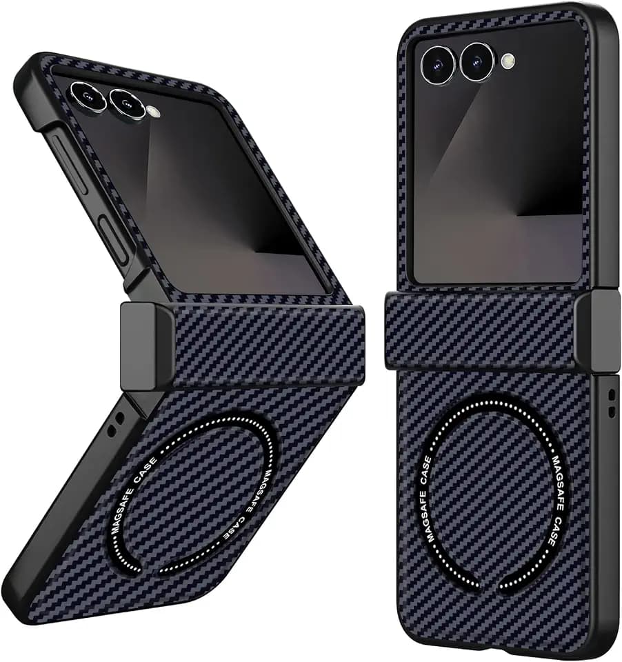 Migexxkj für Samsung Galaxy Z Flip 7 Hülle, Magnetisch Handyhülle Galaxy Z Flip 7 mit Mag-Safe, Rutschfester Textur mit Scharnierschutz Hard PC Militär Stoßfest Schutzhülle Z Flip 7 FlipCase (Schwarz)