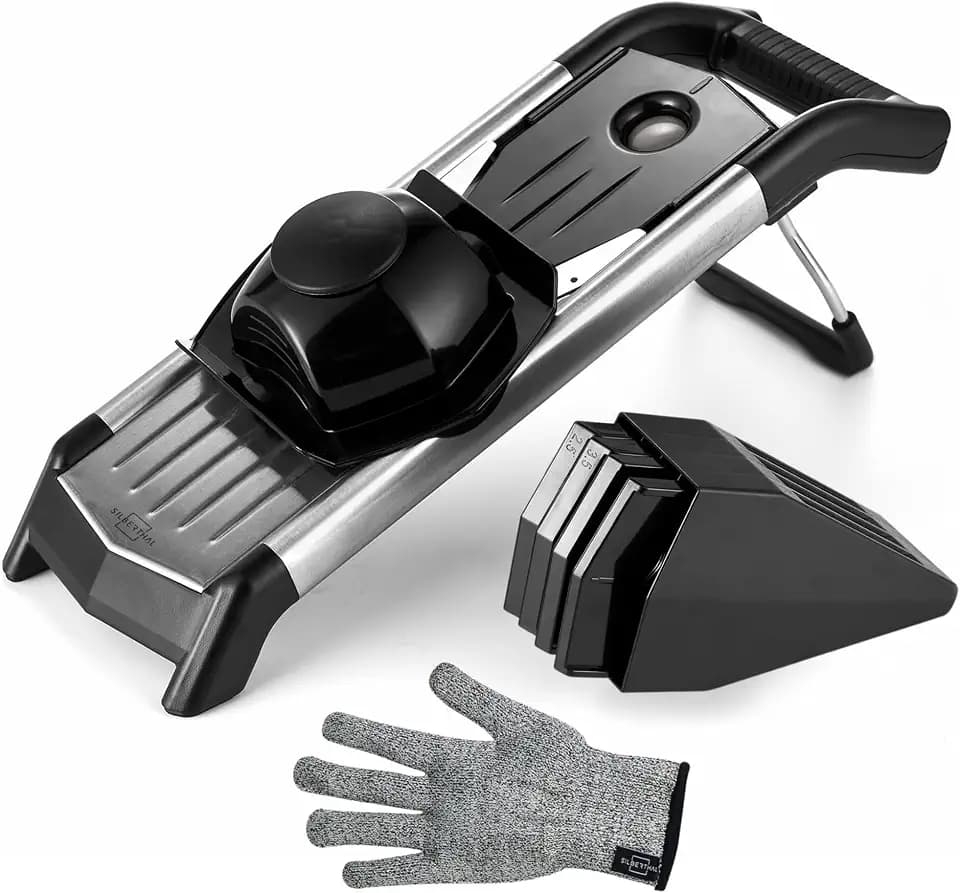 SILBERTHAL Gemüsehobel Mandoline - V-Hobel mit Einsätzen - Scharfe Klinge