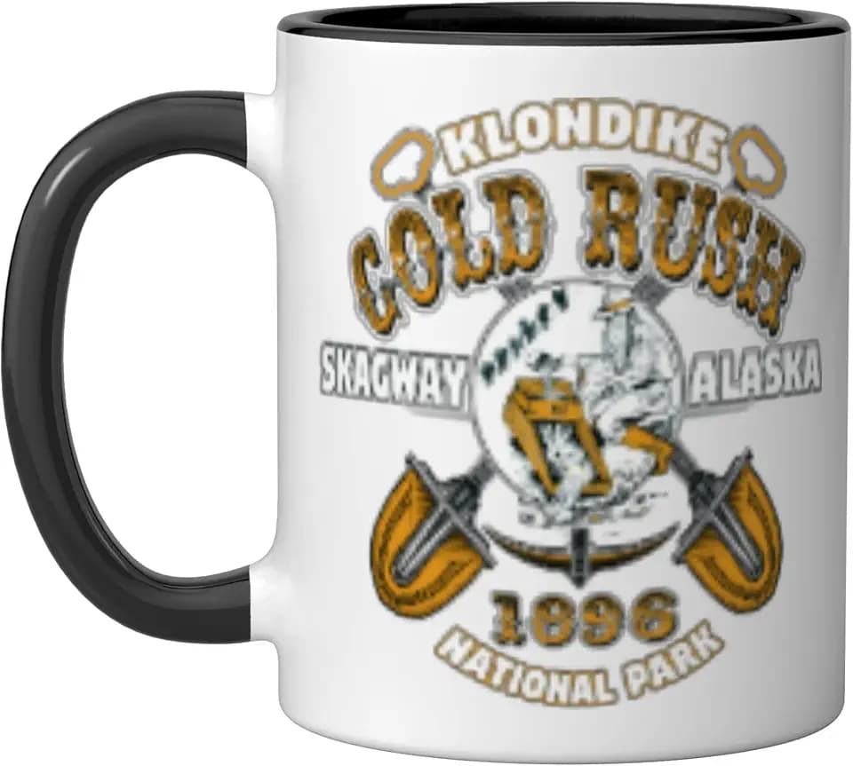 Skagway Alaska Klondike Gold-Rush National Park Keepsake Ceramic Mug, Black/White, 11oz