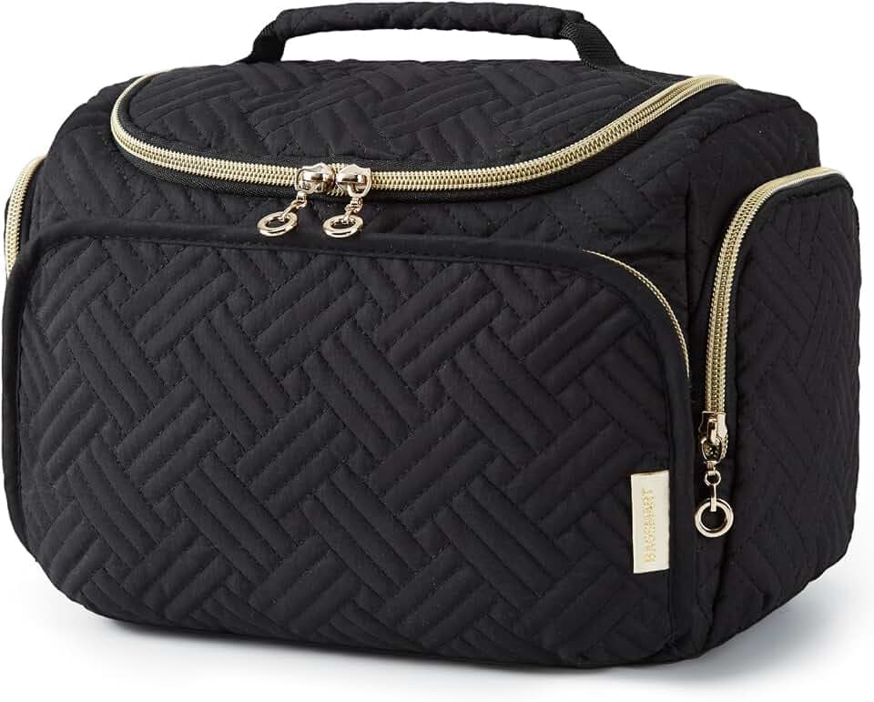 BAGSMART Travel Toiletry Bag for Women, Cosmetic Bag Makeup Bag Organizer with Handle, Travel Bag for Toiletries, Travel Accessories, Full Sized Container