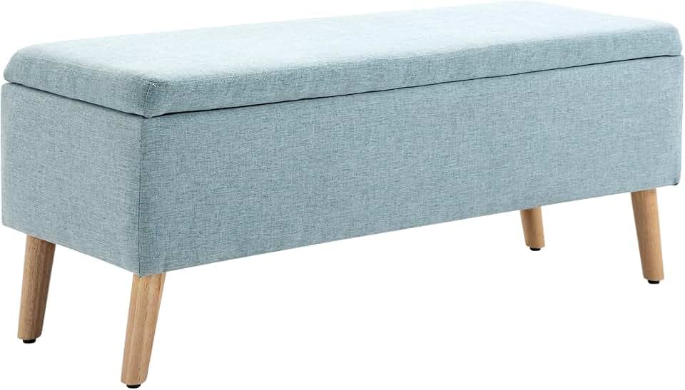 HOMCOM Sitzbank mit Stauraum Polsterbank Holzbeine, 110x39x45cm Hellgrün