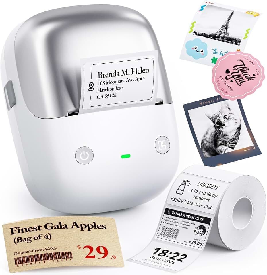 NIIMBOT B2 Pro Bluetooth Label Maker, 300DPI HD Thermal Sticker Printer