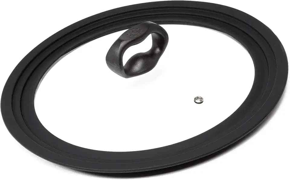 Ecolution Universal Lid for Pots and Pans, Fits 9.5-Inch to 12-Inch Cookware, Tempered Glass Replacement Lid with Heat Resistant Silicone Edge, Dishwasher Safe, Made without BPA, Large, Black