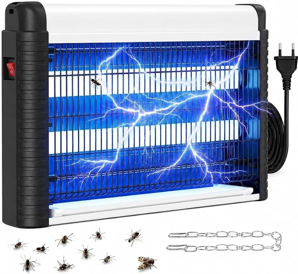 Insektenvernichter Elektrisch 35W, UV Mückenlampe 4000V mit 395nm Licht, Elektrische Fliegenfalle gegen Mücken,Fliegen & Motten