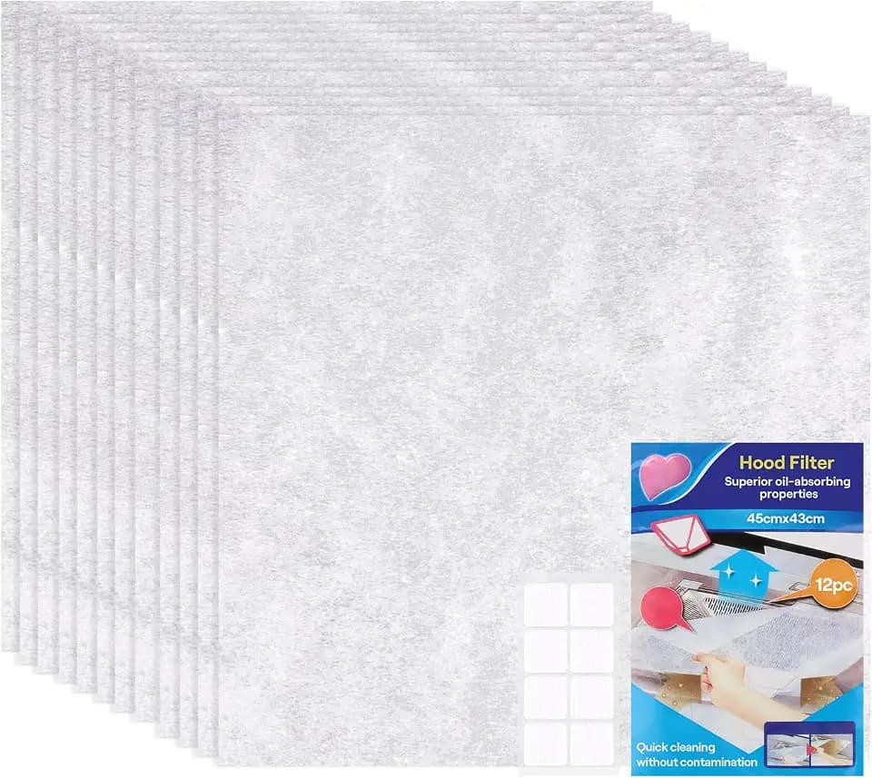 Universal Fettfilter Dunstabzugshaube, 12 Stück Filter für die Dunstabzugshaube, Absorbiert Gerüche, Fett und Dampf, 45x43cm