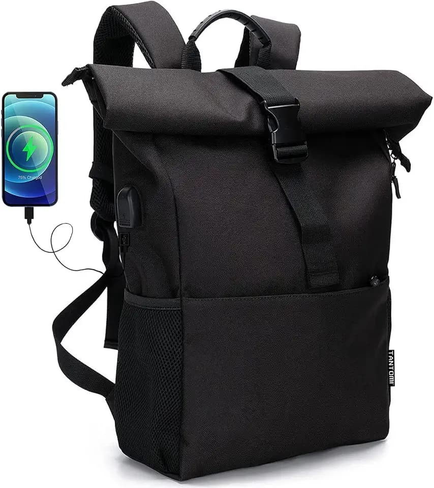 MoFut Rucksack Damen Groß Rucksäcke Herren Groß Schulrucksack viele Fächer mit 15,6" Laptopfach, Unisex Rolltop Rücksack Wasserdicht, Lässiger Backpack Schule Freizeit Uni Arbeit Wandern.