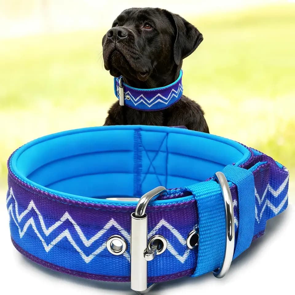 Dog Collar for Large Dogs,2 in Wide Heavy Duty,Pressure-Relief Padded, D-L