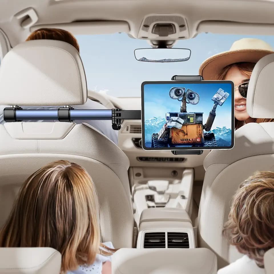 TRYONE Tablet Halterung Auto Kopfstütze - [46cm Langarm] [3 in 1 Ausziehbare] KFZ Tablethalterungen Reise Zubehör für Kinder, Autohalterung für iPad für Sumsung Tab/Switch/Handys & 4,7-13 Zoll Geräte