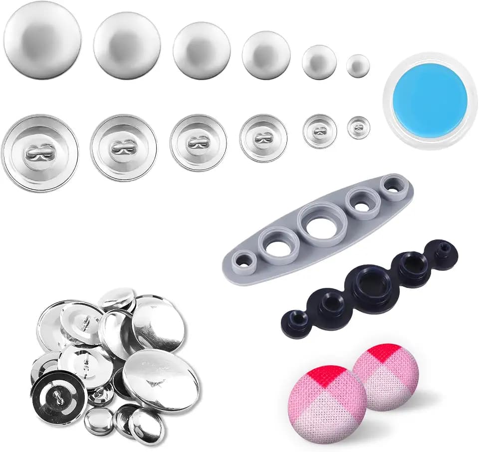 120 Stück Knopfabdeckungen, Cover Buttons Set mit 6 Größen, Stoff Überzogene Knöpfe zum Beziehen mit Stoff mit 2 Installationswerkzeugen zum Herstellen Eigener Knöpfe für Kunsthandwerk