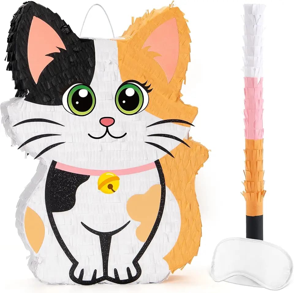 WERNNSAI Kitten Cat Piñata, Cat Birthday Decorations for Kids Girls