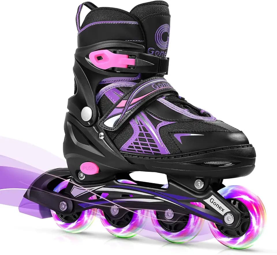 Gonex Inliner Kinder Mädchen Jungen, Verstellbar Leuchtenden Inline Skates