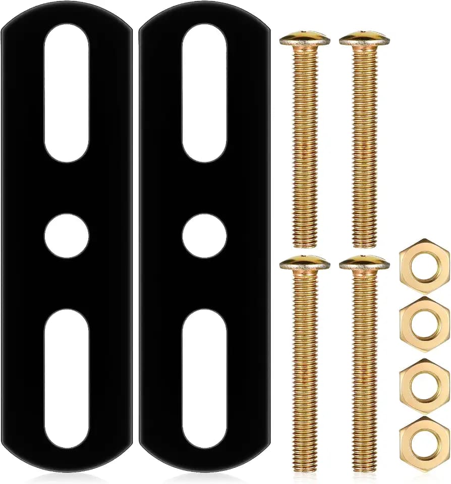 2 Stück Verstellbare Flachverbinder 11x3.1cm Edelstahl Lochplatte Holzverbinder Schwarze Metallverbindungsplatte zur von Verbindungsstücken mit 6cm Montageschrauben für Reparatur Holz DIY Projekte