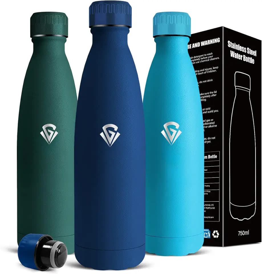 Thermosflasche, 750ml Trinkflasche Edelstahl, Trinkflasche Auslaufsicher, 24h Kalt & 12h Warm, BPA-Frei, Wasserflasche Doppelwandig, für Reisen, Büro, Zuhause, Fitnessstudio, Alltag