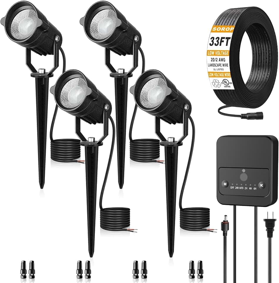 Low Voltage Landscape Lighting Kit, 6W 3000K Outdoor Spotlight