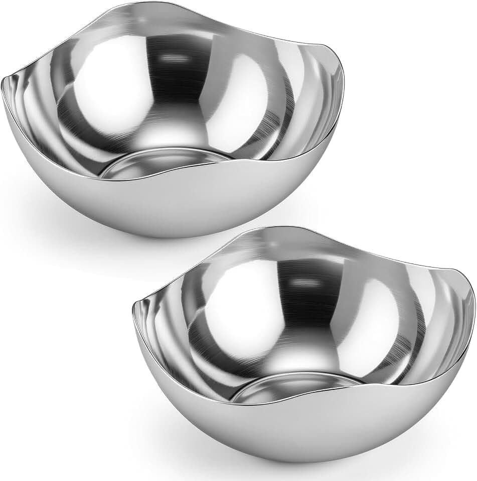 2 Pcs Silver Candy Bowl Stainless Steel, 6.3 Inch Mirror Polished