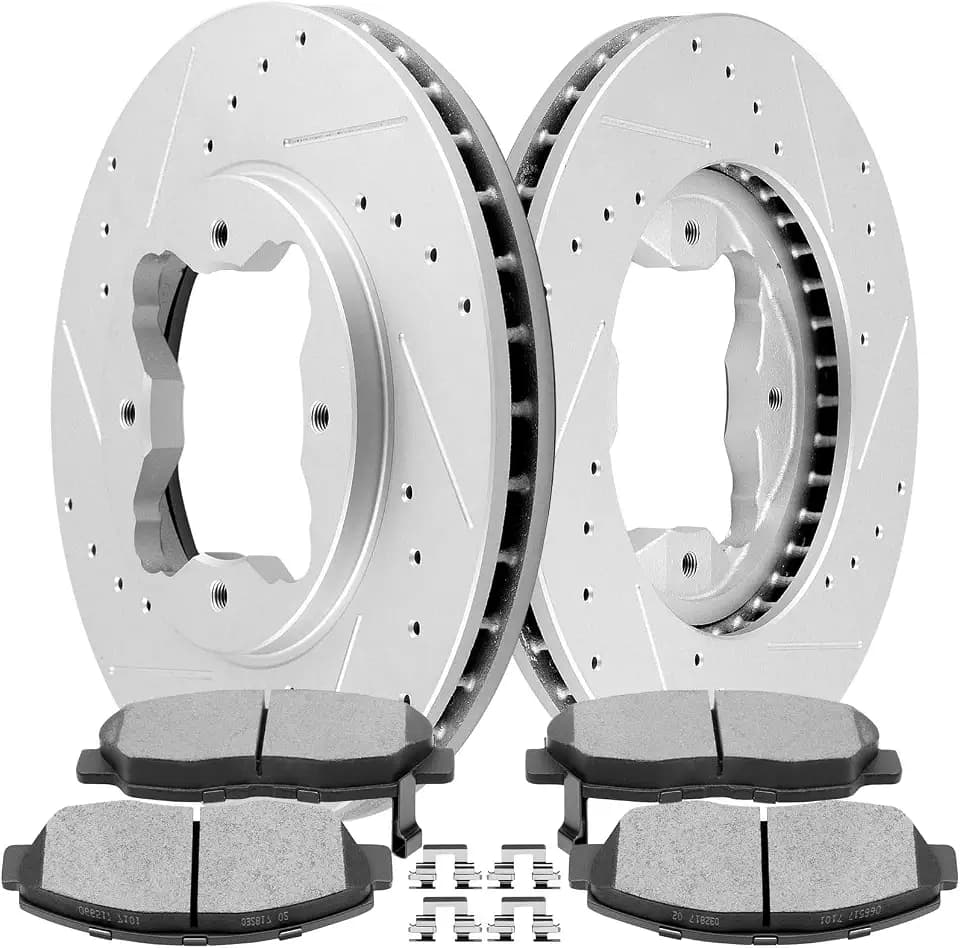SCITOO Brake Kits,Slotted Drilled Brake Rotors and Ceramic Disc Brake Pads