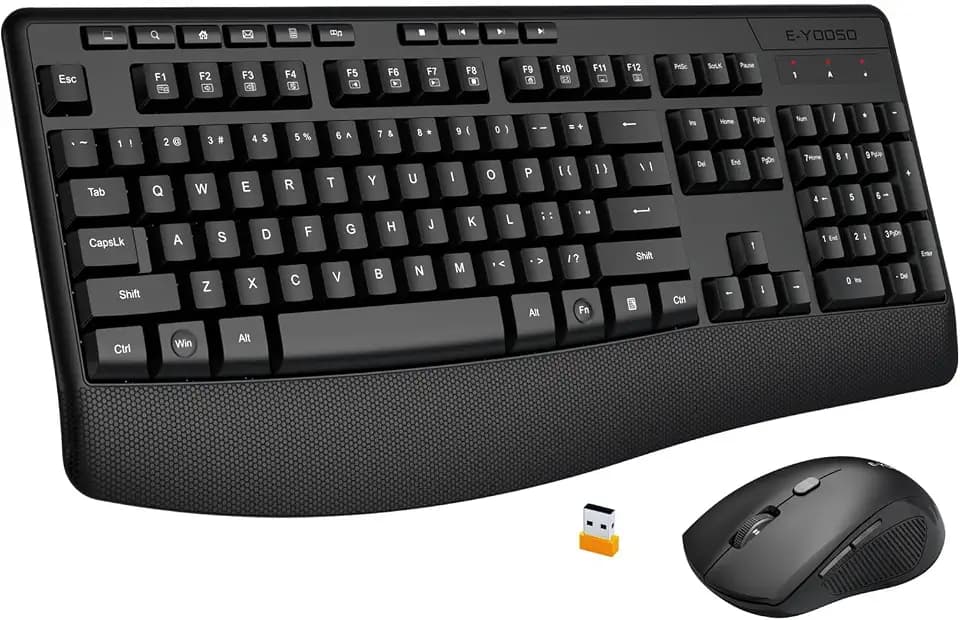 Wireless Keyboard and Mouse Combo,Soft Touch Quiet Keyboard Less Noise 90%