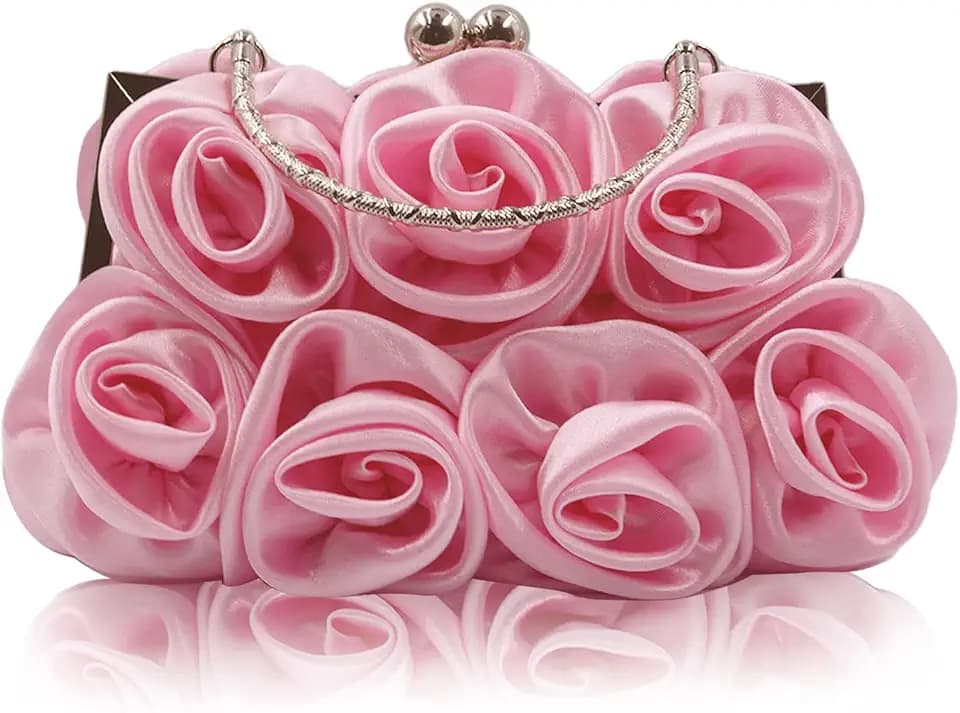 JAMBHALA Women Evening Clutch Bag Floral Satin Small Purses with Detachable Strap for Wedding, Party, Prom