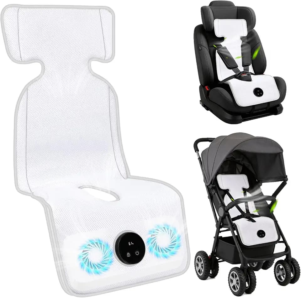 Fotgear Baby Strollers & Car Seats Cooling Pad with 2 Built-in Fans, White