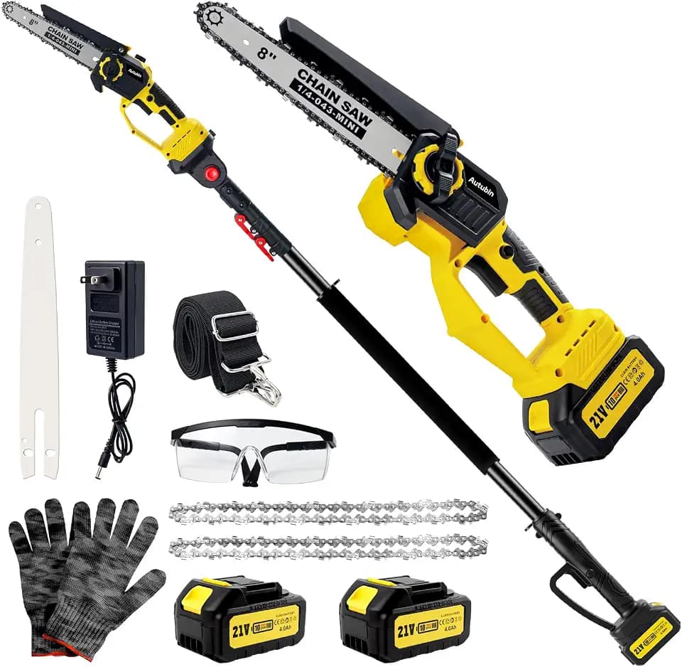 Brushless 2-IN-1 Cordless Pole Saw & Mini Chainsaw, 8 Inch Max Reach 16 Ft