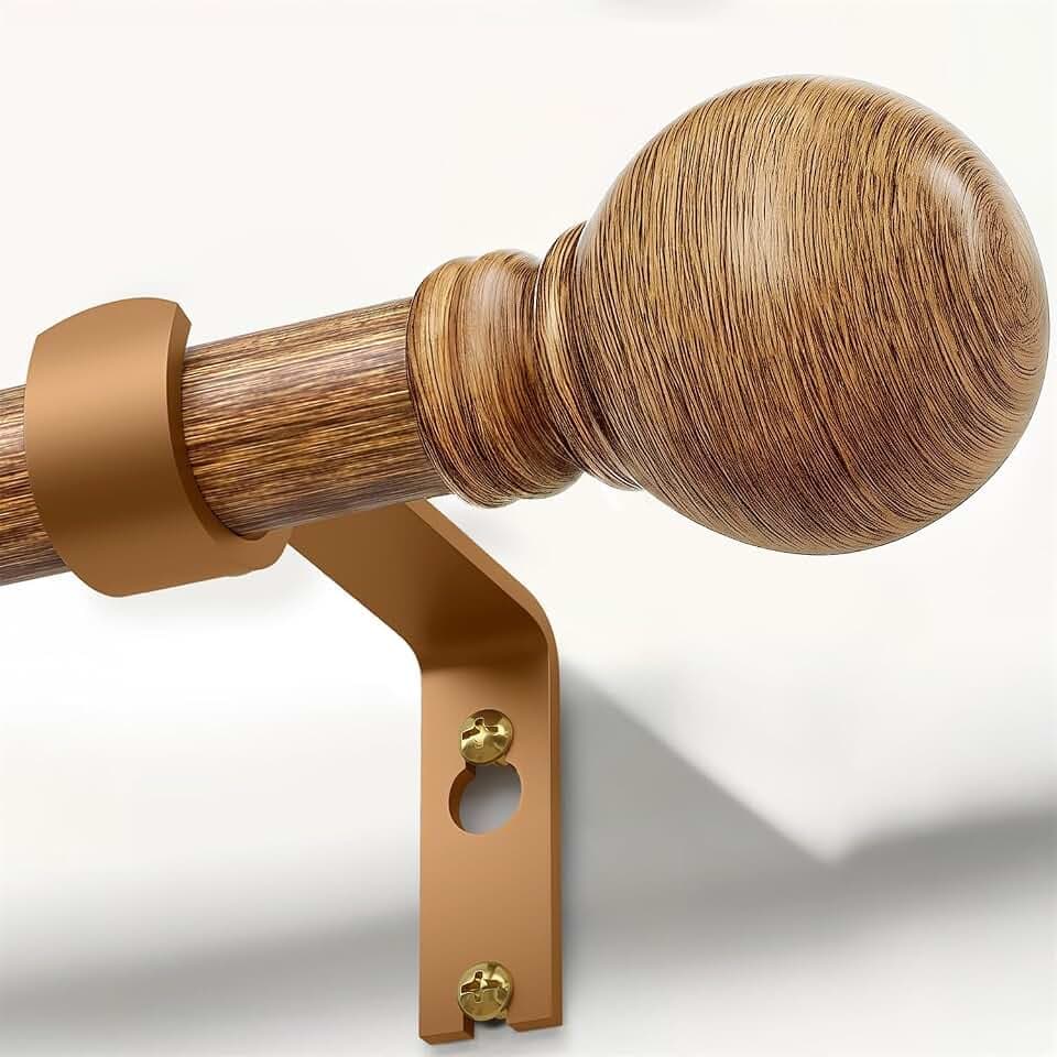 Gardinenstange Holzoptik Ausziehbar 80-218cm Landhausstil