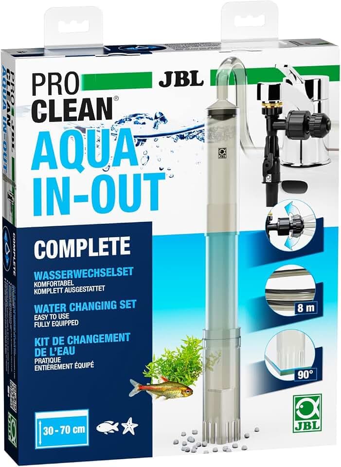 JBL PROCLEAN AQUA IN-OUT COMPLETE 6142100, Wasserwechselset für Aquarien, Inkl. Bodenreiniger, Schlauch und Ansaugpumpe, Anschluss an Wasserhahn, Mehrfarbig