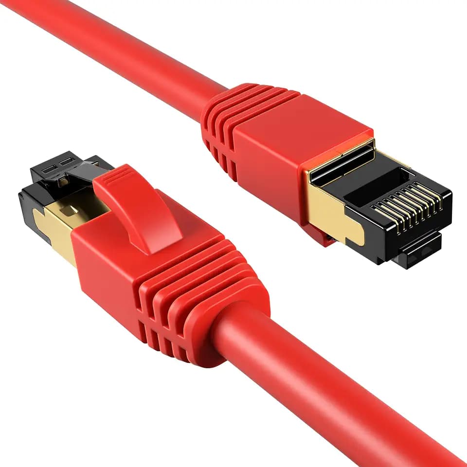 Cables Direct Online Cat8 Red 2FT SFTP Ethernet Patch Cable 40Gbps 2000Mhz Connection 26AWG Shielded Copper RJ45 Backwards Compatible with Cat5, for Cat6, Cat7 for Modems, Routers, Networks