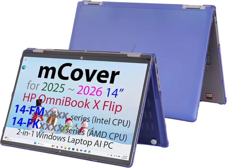 mCover Hard Case ONLY Compatible for 2025+ 14" HP OmniBook X Flip 14-FMxxxx 14-FKxxxx 2-in-1 (with 360° Hinge) Windows Laptop (NOT Fitting Any Other HP Models)- Blue