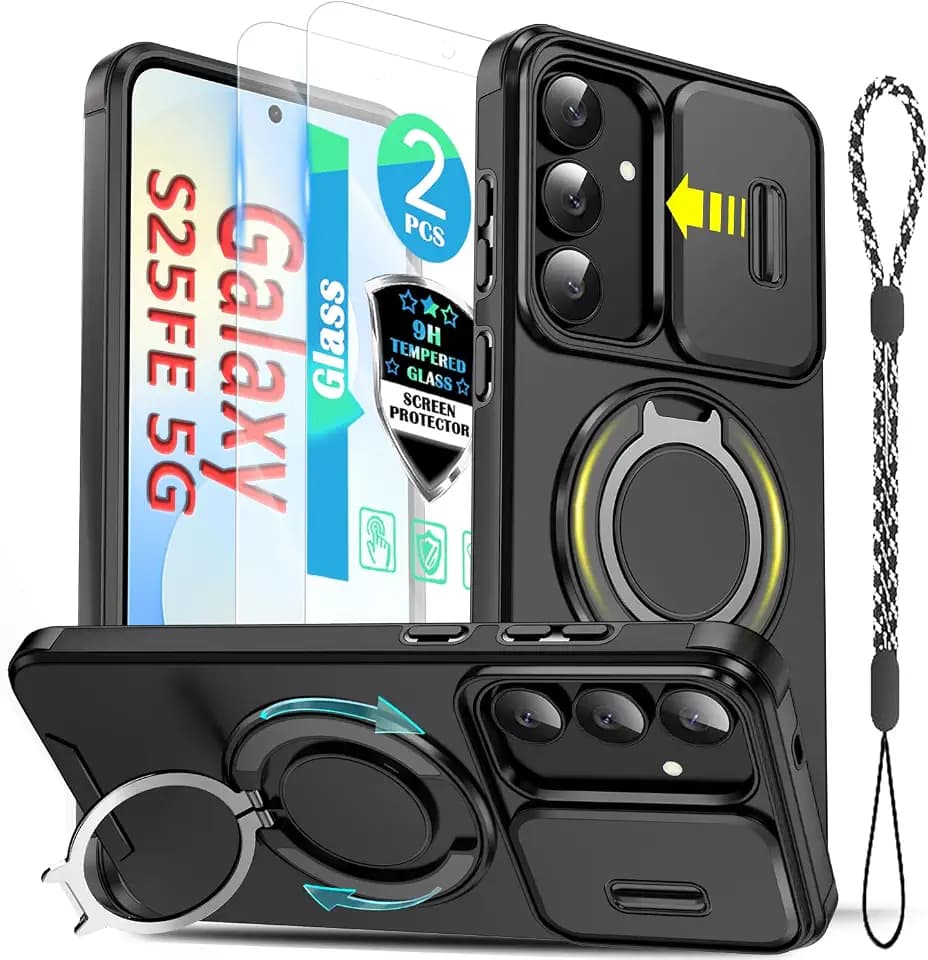 LTCY Shockproof Sliding Camera Phone case for S25 FE/S26 FE 5G 6.7"-Black