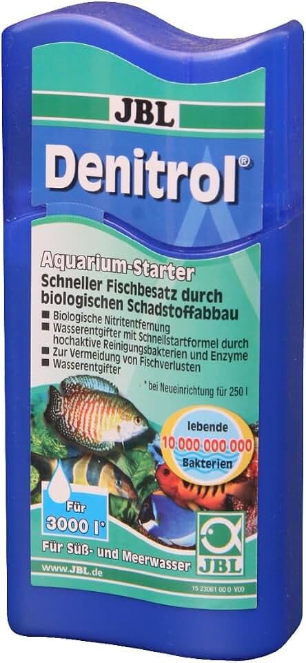 JBL Denitrol 2306100, Aquarium-Starter, Bakterienstarter, Für Süß- und Meerwasser-Aquarien, Neueinrichtung, Waserwechsel, 100 ml