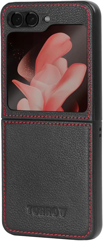 TORRO Tasche kompatibel mit Samsung Galaxy Z Flip5 - Premium Leder Tasche mit Microfaserfutter (Schwarz)