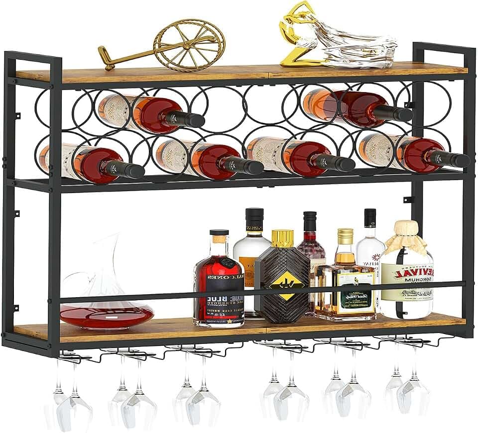 Dokser 2 Tier Wine Rack Wall Mounted Horizontal Bottle Holder for Kitchen
