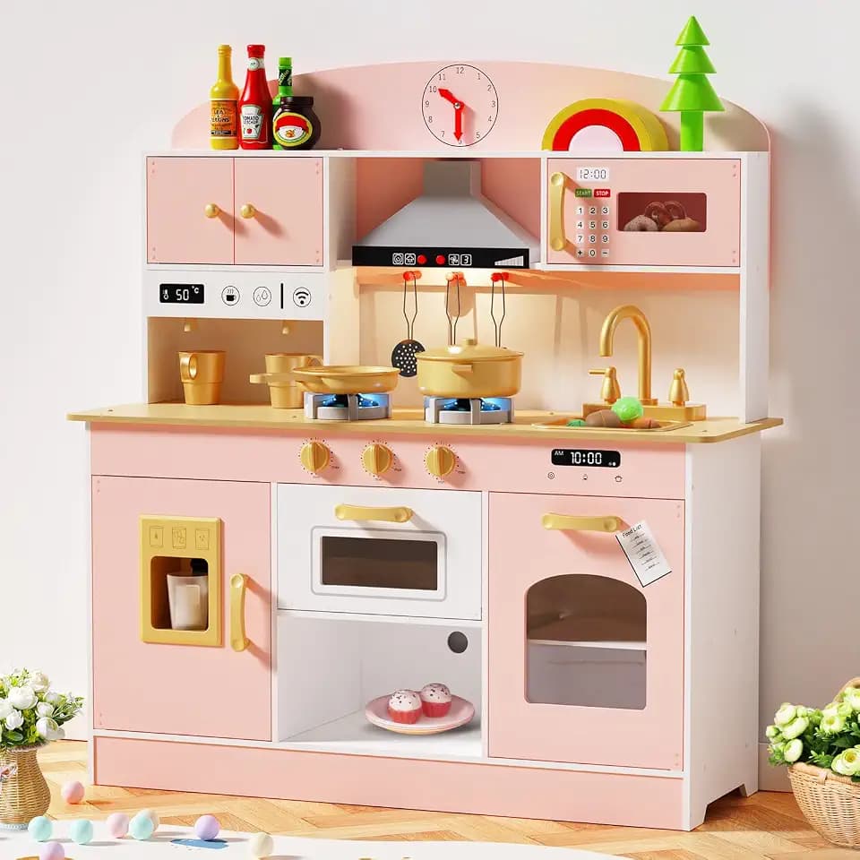 Babytronic Large Wooden Play Kitchen with Lights & Sounds for Toddlers 3+