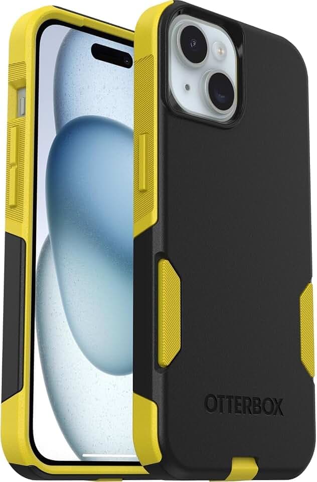OtterBox iPhone 17e, iPhone 16e, iPhone 15, iPhone 14, & iPhone 13 Commuter Series Case - Black/Yellow, Slim & Tough, Pocket-Friendly, with Port Protection