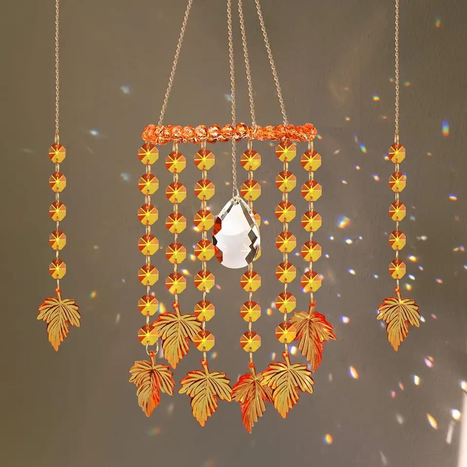 Suncalla 3 Pcs Crystal Suncatcher for Window, Fall Maple Leaf