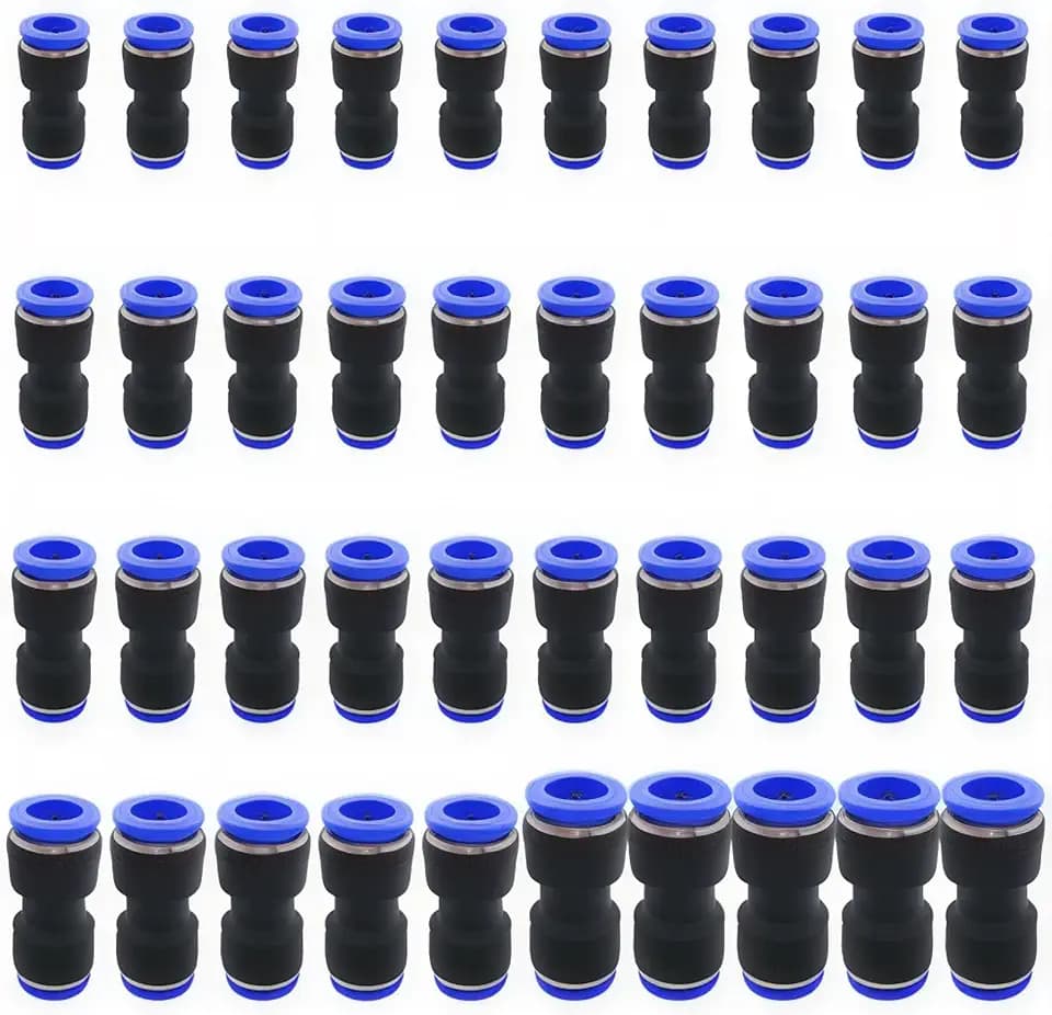 Pneumatischer Steckanschluss, Dujelixa Kunststoff-Durchmesser, Steckanschluss-Rohrverbindungsstück, Steckanschluss-Rohr (40 Pack: 4/6/8/10/12 mm Kombination), Rohr-Rohrverschraubungen
