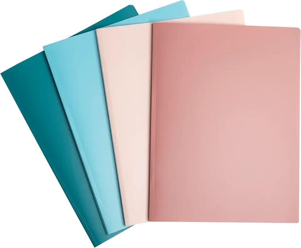 Exacompta - Ref. 86470E – 4 Stück Skandi – 40 Hüllen genarbt – 80 Seiten – für A4 – Maße 24 x 32 cm – halbstarrer Einband aus recyceltem Polypropylen – 4 verschiedene Farben