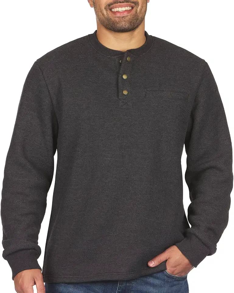 Coleman Long-Sleeve Sherpa Lined Waffle Henley Shirts for Men