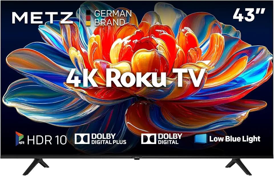 METZ Blue Roku TV, 4K UHD Smart TV, 43 Zoll, 109 cm, Fernseher mit Triple Tuner, mit WLAN, LAN, HDMI, USB, HDTV, 43MUD6011Z, schwarz