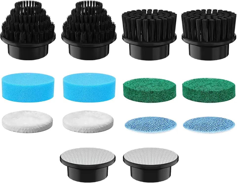 Electric Spin Scrubber Replacement Brush Heads Set, 12-Piece Cordless Cleaning Brush Attachments Kit, Multi-Purpose Replacement Heads for Bathroom, Tub, Tile, Floor, Kitchen and Car