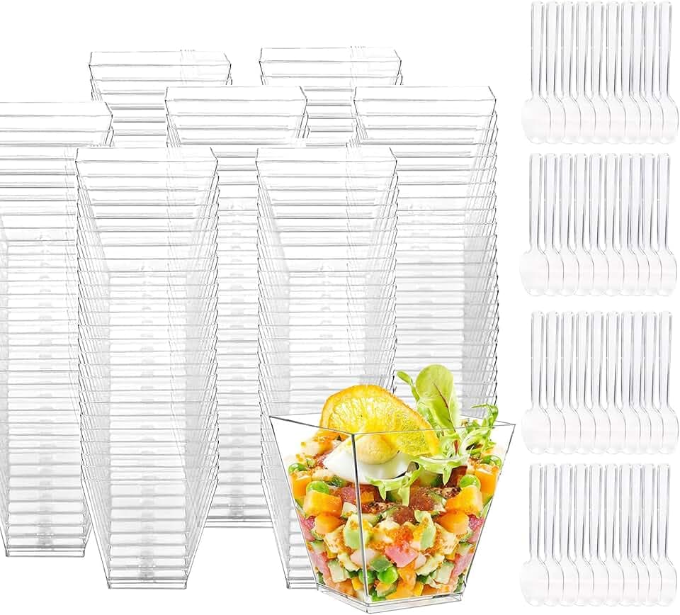 Dessertbecher, 100 Stück 2oz/60ml Desserttasse Mini Dessertschalen Wiederverwendbar für Mousse,Pudding,Eiscreme,Dessert Party,Picknick,Weihnachtsfeier