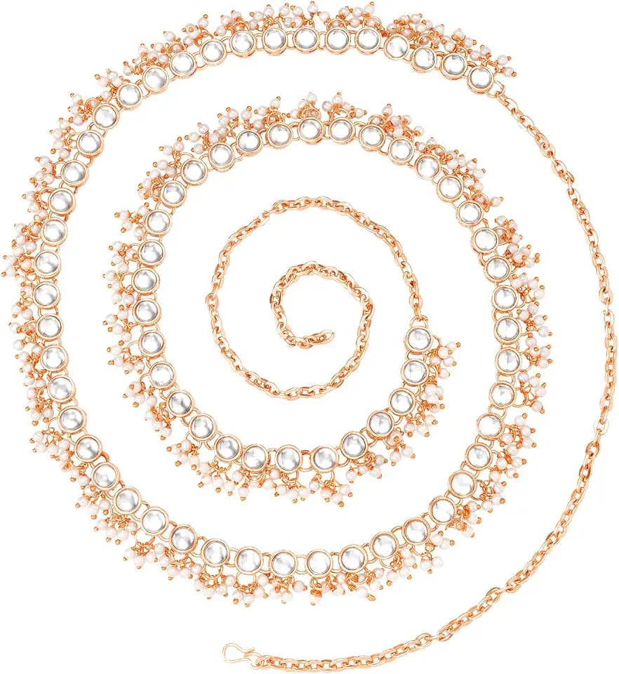 Aheli Indian Traditional Ethnic Faux Stone Beaded Waist Chain Jewelry Kamarband Patta Womens Belly Chain Sari Saree Belt Gift for Women